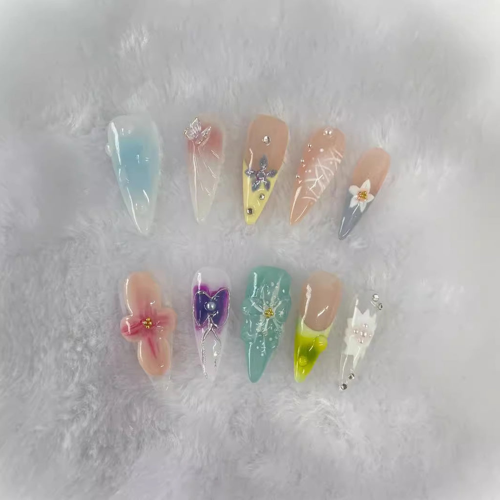 Hand-painted Three-dimensional Carved High Class Elegant Long Hand-worn Armor Hand-made