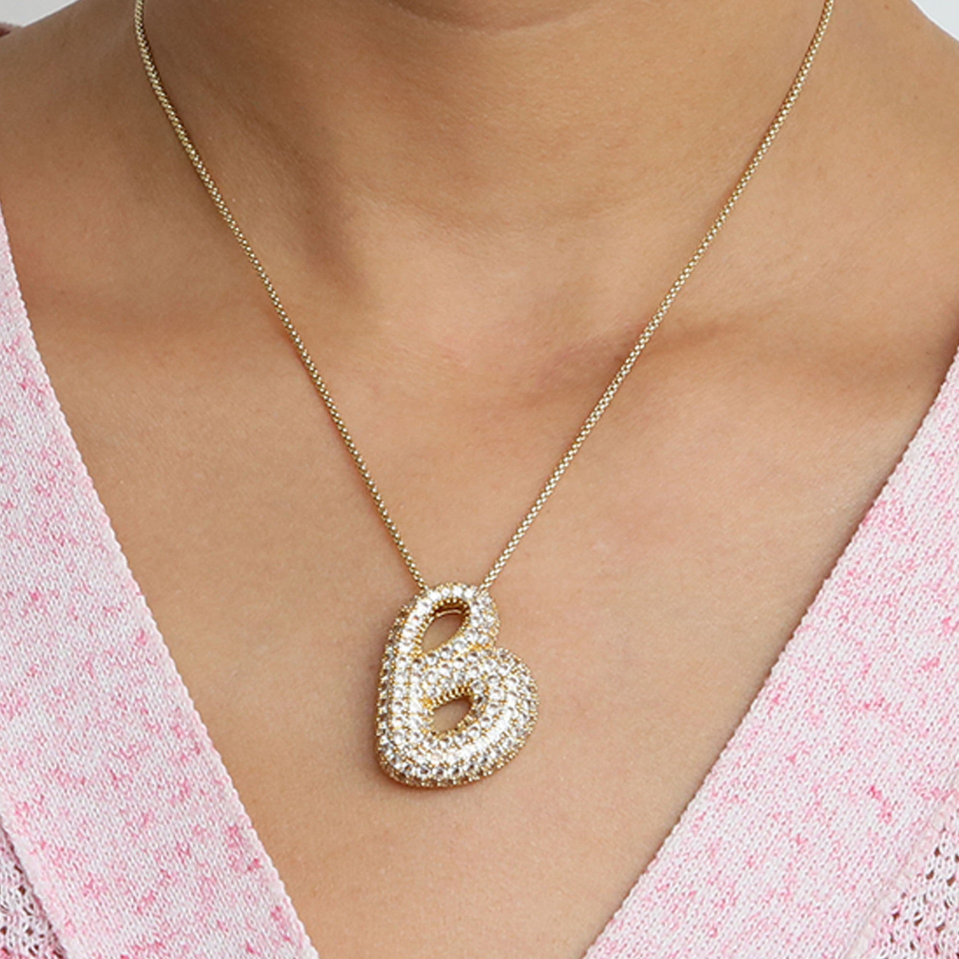 Bubble Initial Diamond Necklace