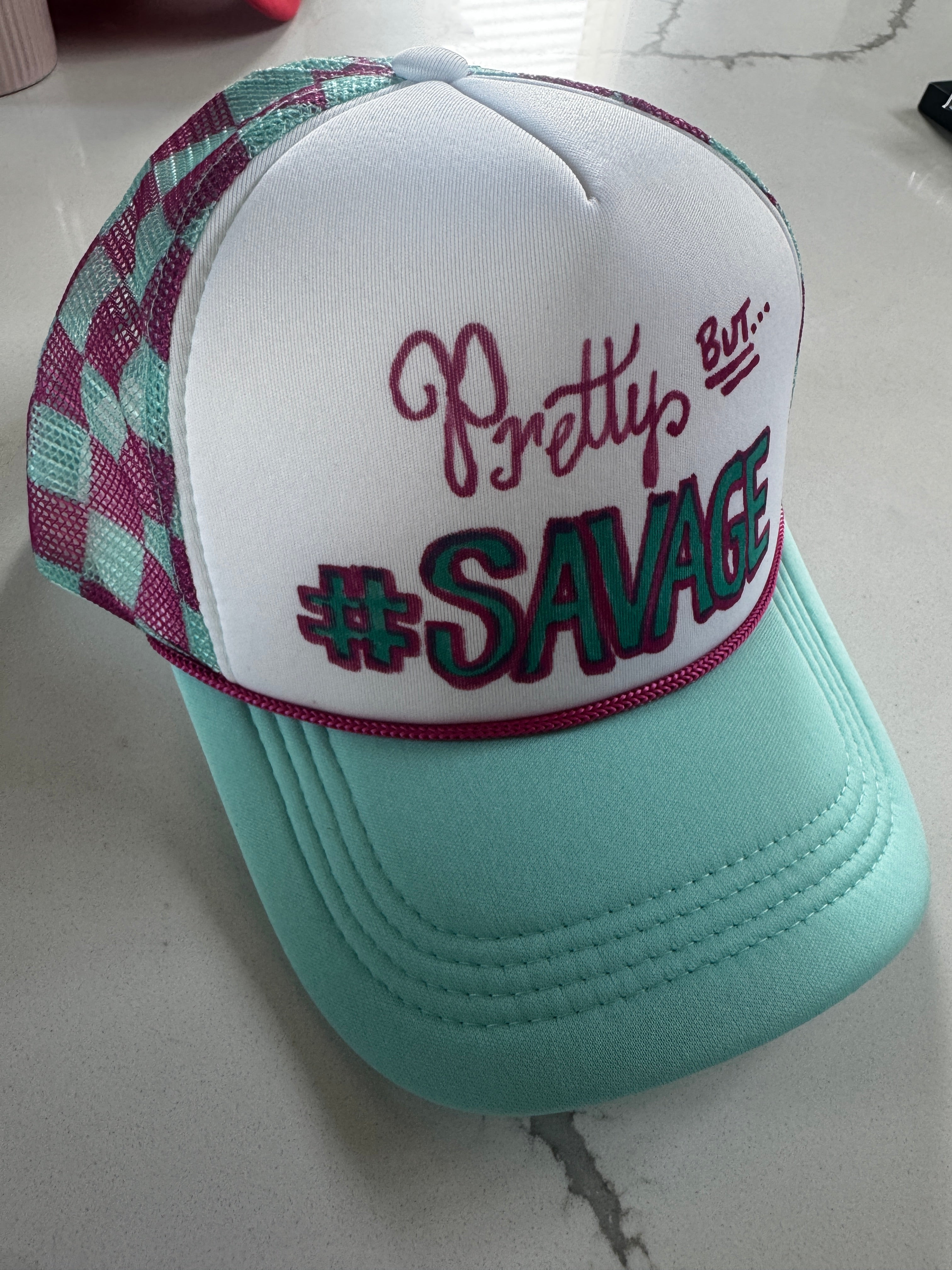 “Pretty but #SAVAGE” trucker hat handmade