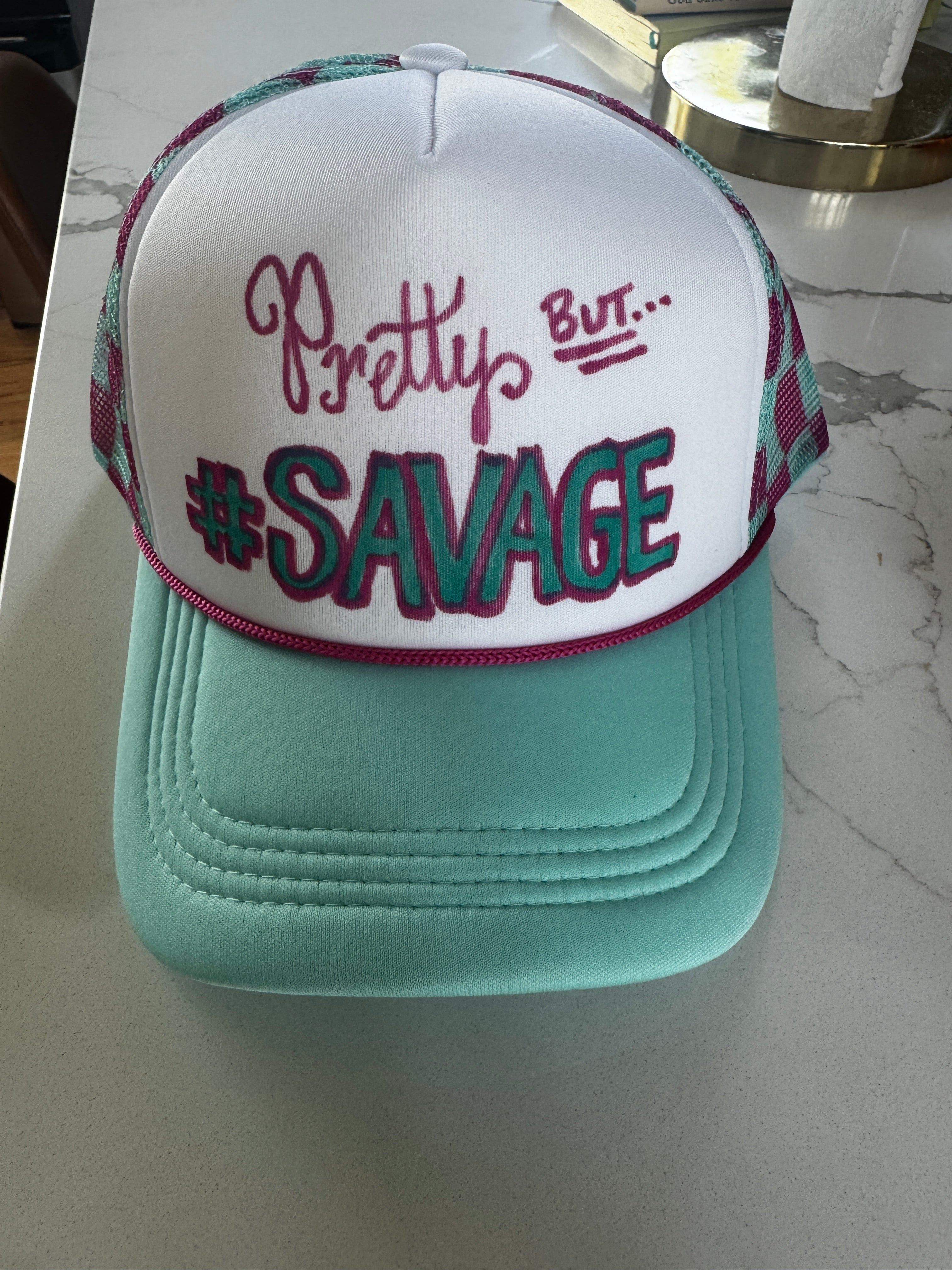 “Pretty but #SAVAGE” trucker hat handmade