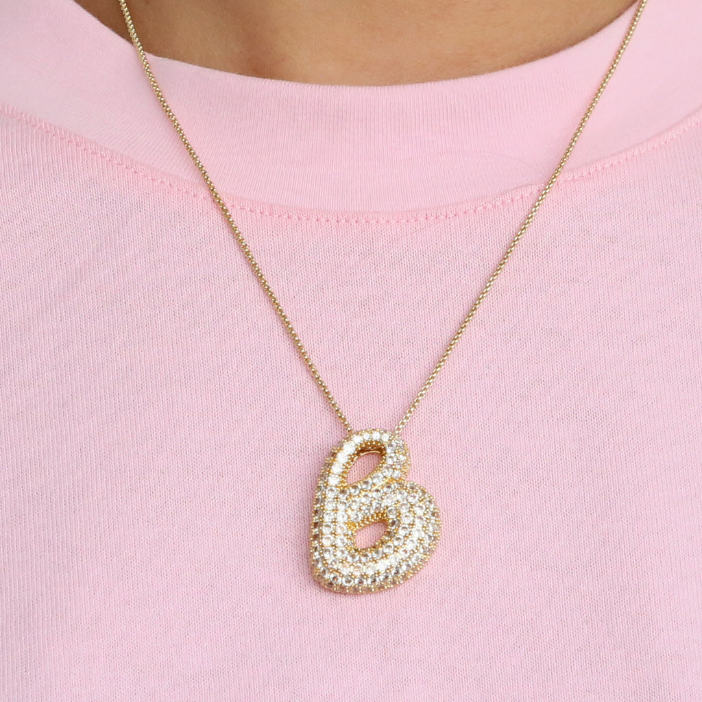 Bubble Initial Diamond Necklace