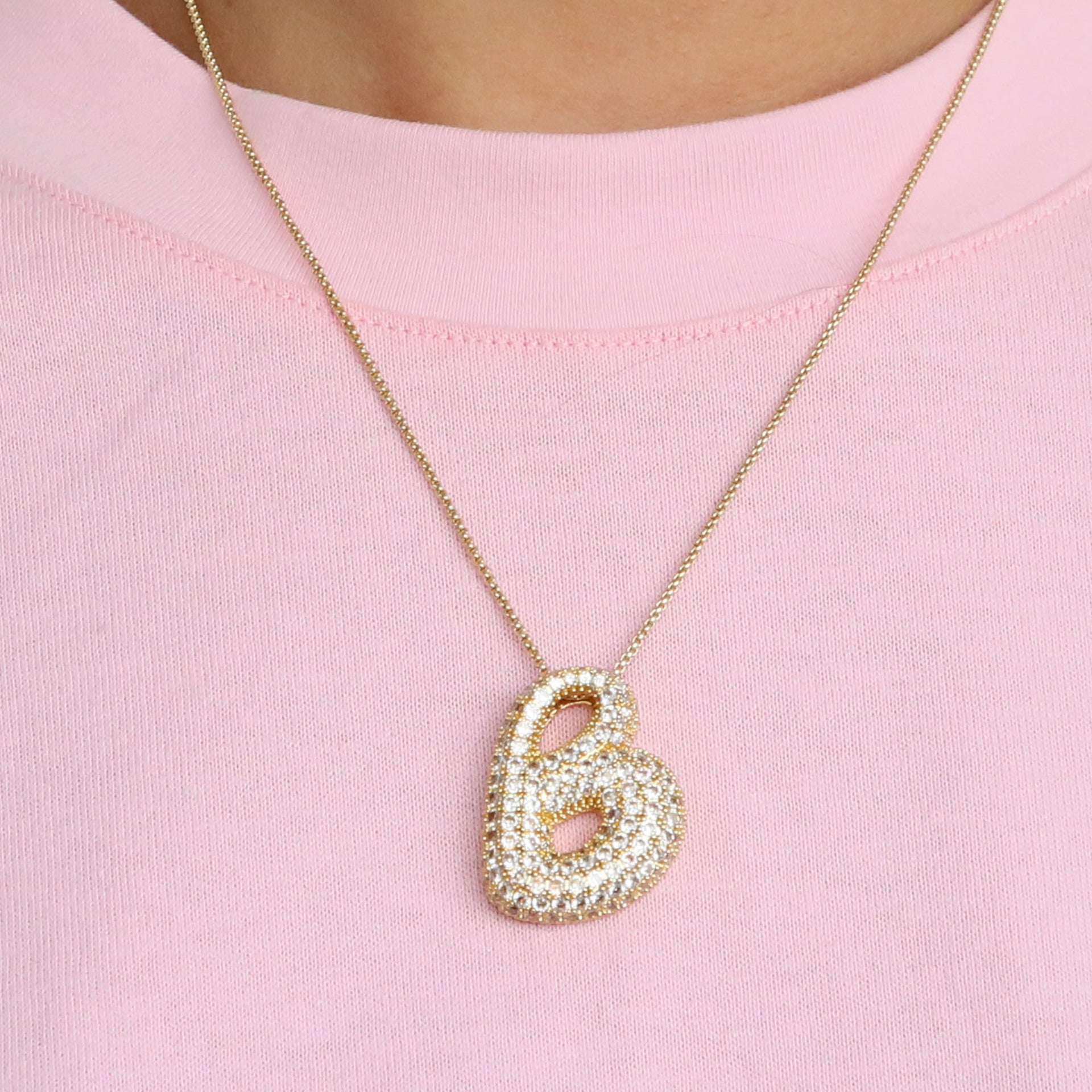 Bubble Initial Diamond Necklace